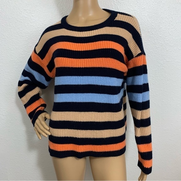 402 And Beyond Wool Acrylic Striped Knit Sweater Size M - Picture 1 of 6